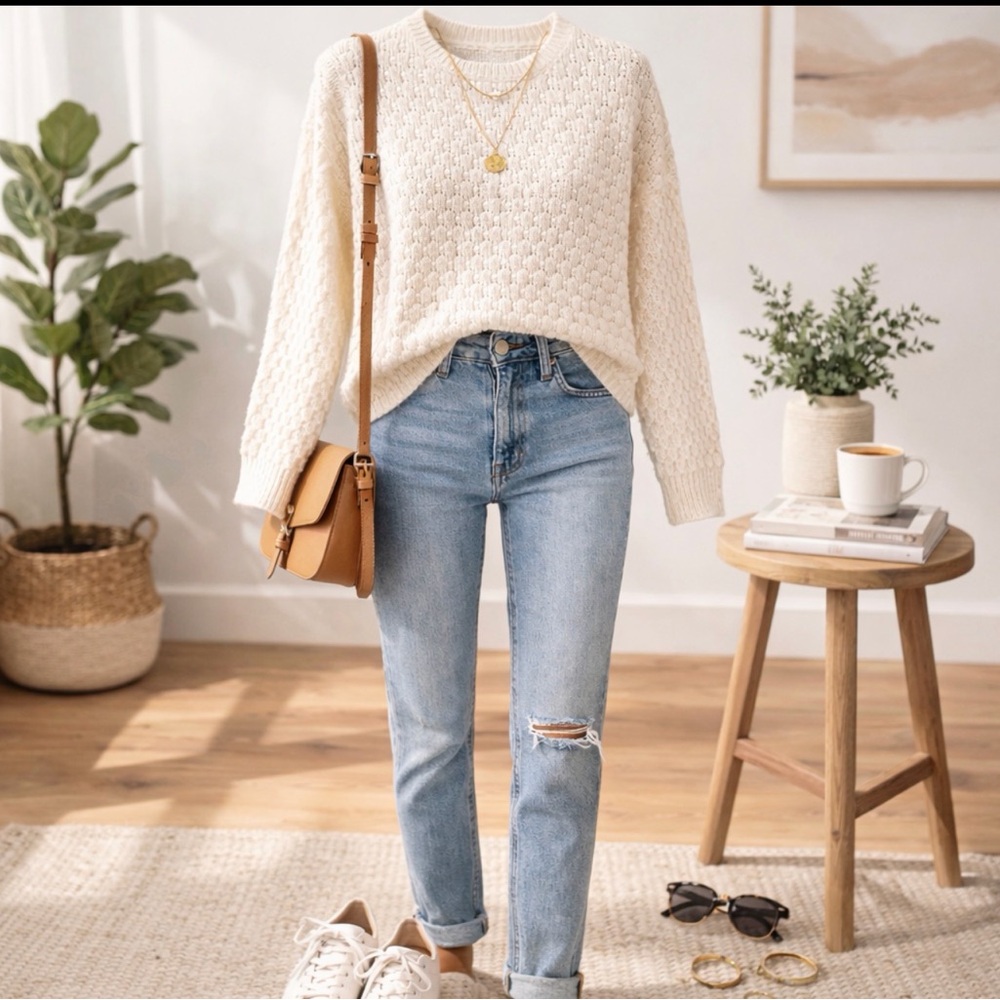 Anthropologie * Field Flower Cream Sweater * Wool & Mohair * Size Medium - Picture 2 of 12